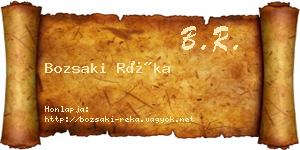 Bozsaki Réka névjegykártya